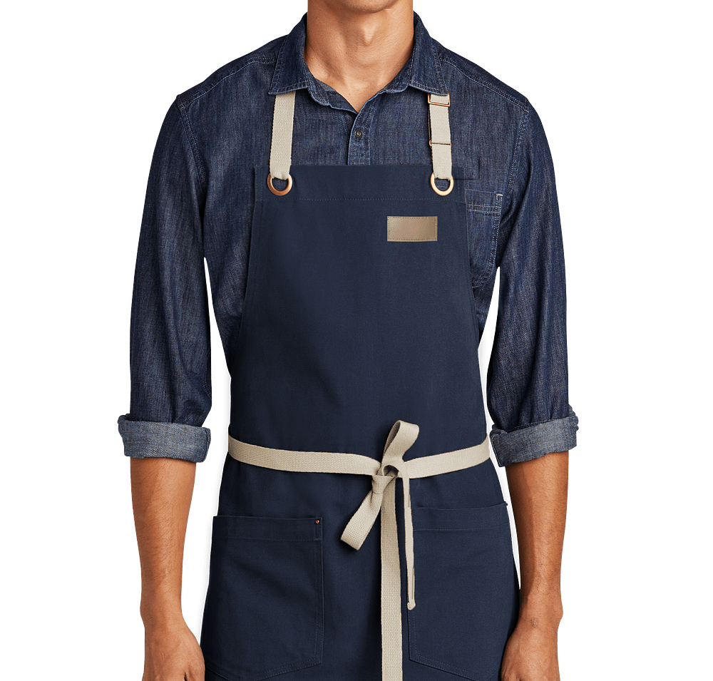 Port Authority Canvas Two-Pocket Full Length Apron  - Faux Leather Patch-default