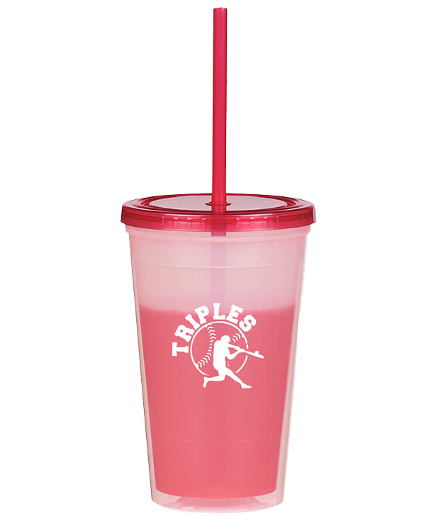 16 oz. Promotional Color Changing Tumbler with Straw