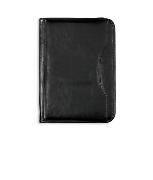 Wall Street Zippered Padfolio in Black