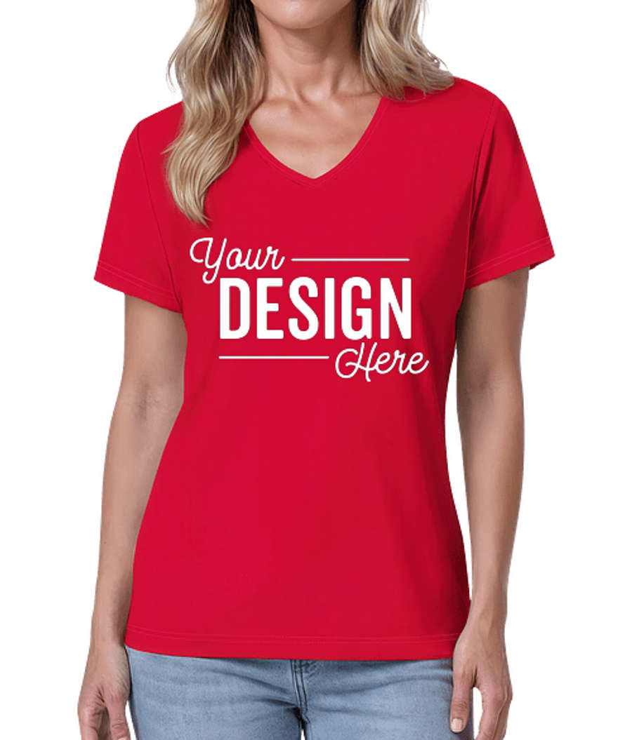 Blue Generation Women's Value BLU-X-DRI V-Neck Performance Shirt in Red