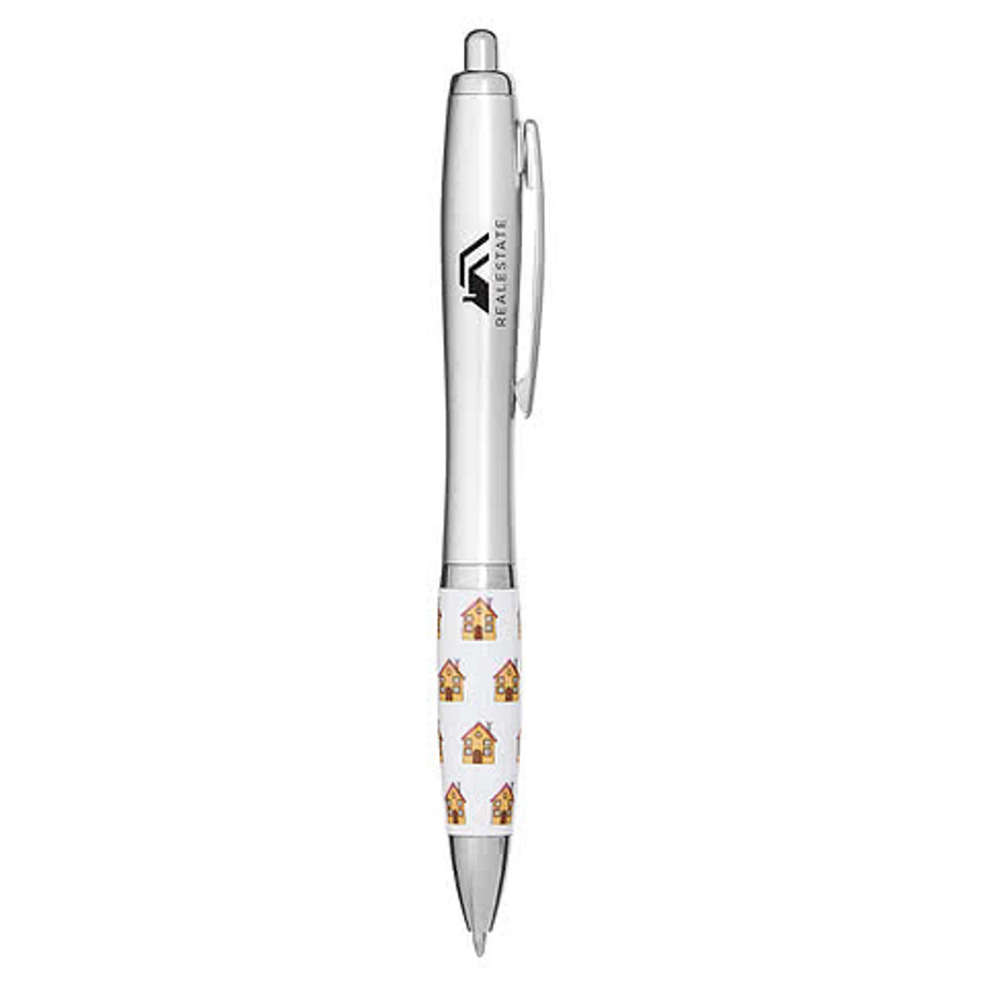 Real Estate House Ballpoint Pen (black ink) in SILVER