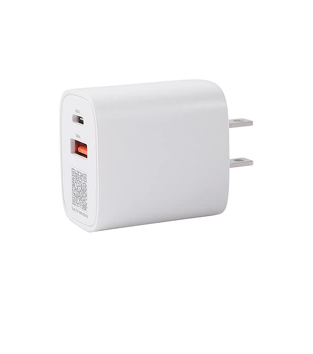 20W Channel 2- Port PD Wall Charger with Dual Outputs