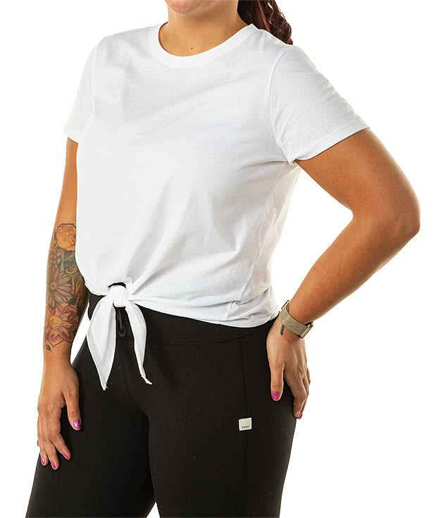 Women's 100% Cotton Tie Front T-shirt