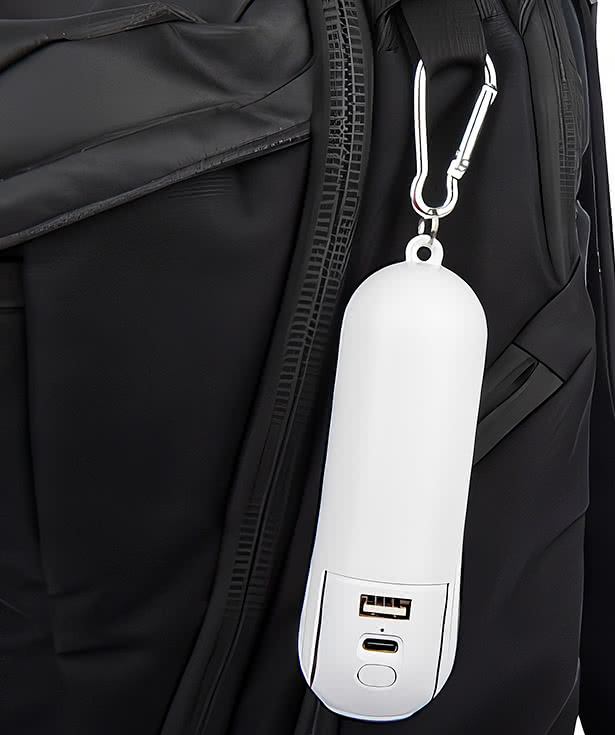 Rechargeable 1,800 mAh Portable Power Bank with Mini Fan and Flashlight