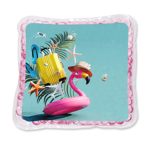 Full Color Pink Flamingo Square Aqua Pearls Hot/Cold Pack in Pink