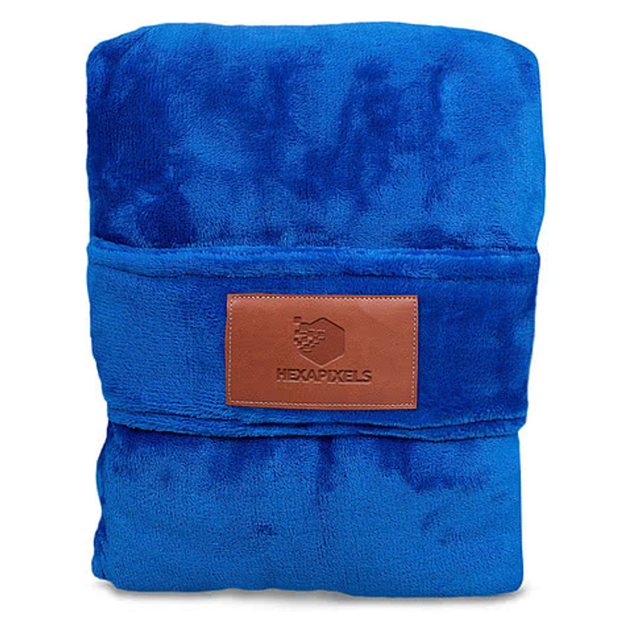 Debossed Duo Travel Pillow & Blanket in BLUE-REFLEX