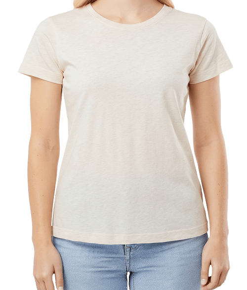 Live & Tell by LAT Women's Fine Jersey Lightweight T-shirt in Natural Heather
