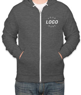 Embroidered Bella + Canvas Ultra Soft Zip Hoodie - Color: Deep Heather