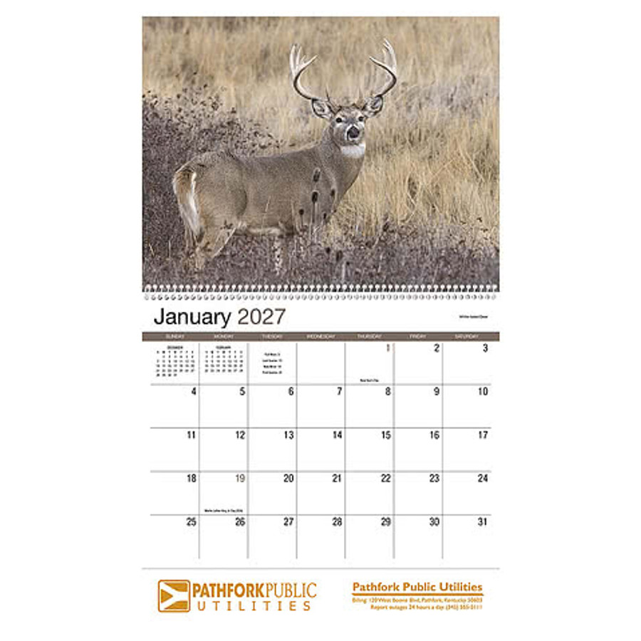 Full Color Wildlife Spiral Wall Calendar