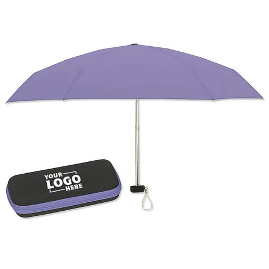 37" Arc Telescopic Folding Travel Umbrella with EVA Case in Black