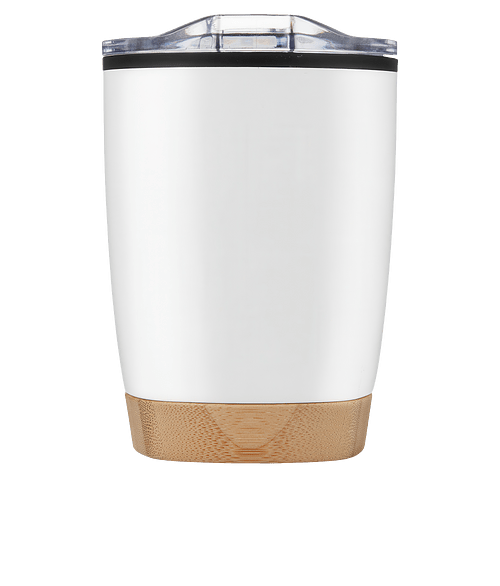 12 oz. Symmetry Insulated Tumbler with Bamboo Base in WHITE
