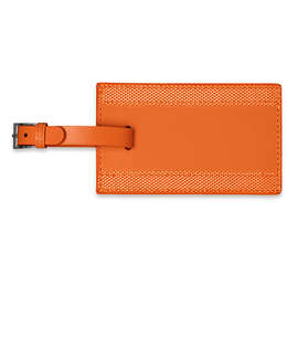 Debossed Majestic Leather Luggage Tag - Color: Orange