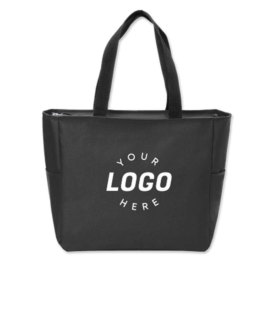 Port Authority Essential Small Poly Canvas Zippered Tote Bag in Black