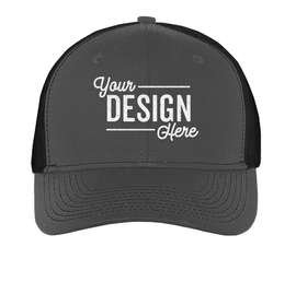 Port Authority Snapback Trucker Hat - Color: Grey Steel / Black