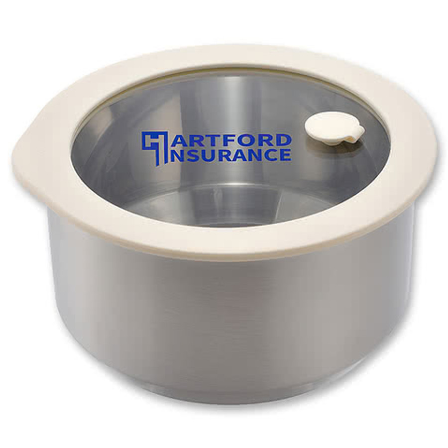 38 oz. Prima Microwaveable Stainless Steel Bowl With Vented Glass Lid in Off White