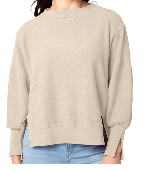 Charles River Women's Camden Spliced Crewneck Sweatshirt in Oat