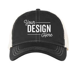 Pacific Headwear Vintage Snapback Trucker Hat - Color: Black / Ivory / Black