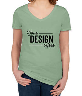 Canada - Threadfast Women's Slim Fit Lightweight V-Neck Pigment Dyed T-shirt - Color: Seafoam