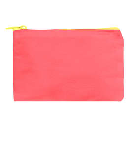 Small Colored Canvas Pouch with Colored Zipper - Color: Grapefruit/ Lemon Chiffon