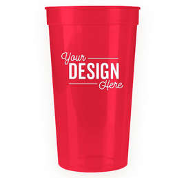 32 oz. Plastic Stadium Cup - Color: Translucent Red