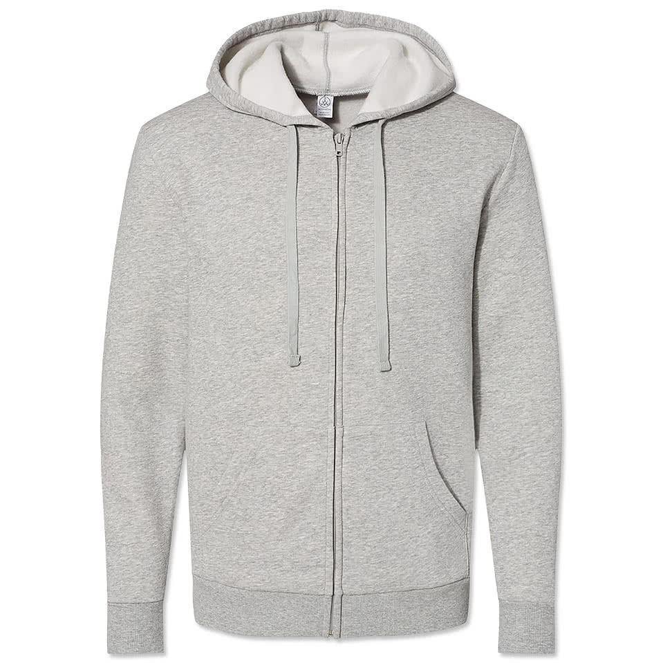 Custom Alternative Apparel Eco Cozy Zip Hoodie Design Full Zip