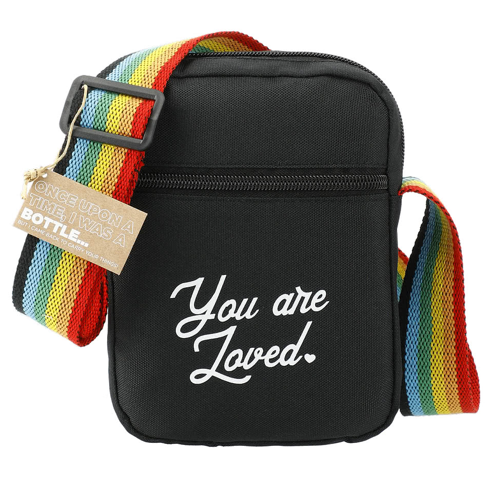 Rainbow Recycled Crossbody Tote Bag