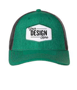 Ahead Brant Snapback Trucker Hat with White Hexagon Patch - Color: Green Linen / Grey