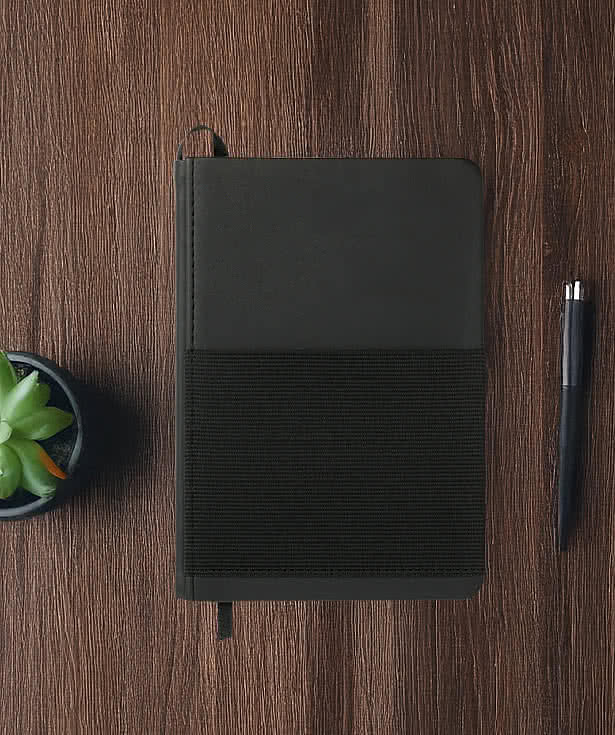 Hard Cover Elastic Phone Pocket Notebook