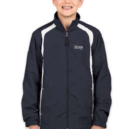 Sport-Tek Youth Full Zip Colorblock Warm-Up Jacket - Color: True Navy / White
