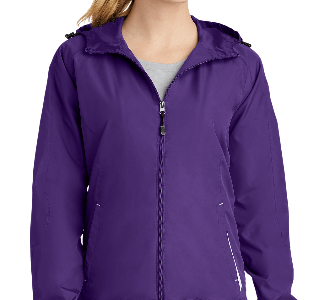 Sport-Tek Women's Full Zip Hooded Windbreaker Jacket-default