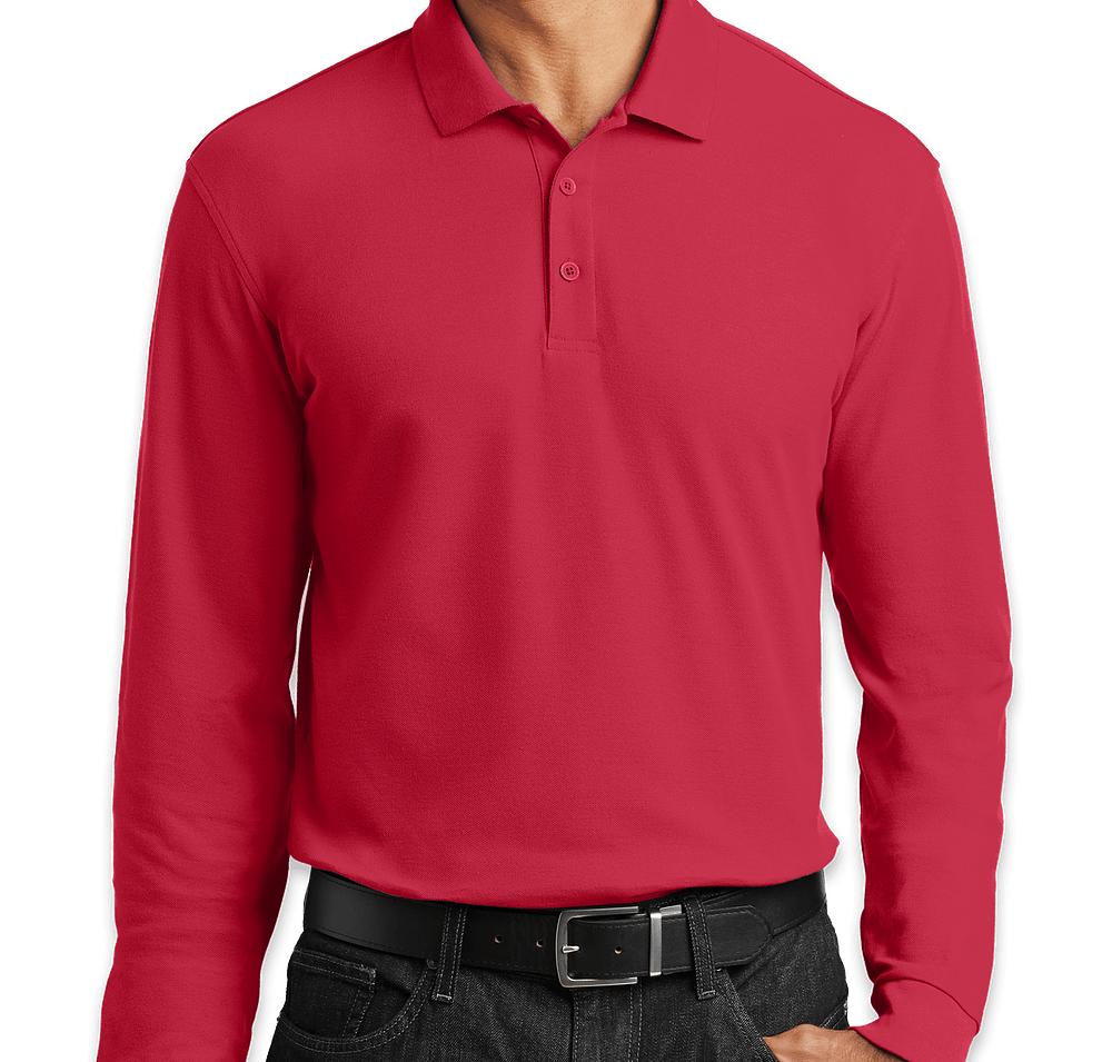 Port Authority Lightweight Classic Pique Long Sleeve Polo - Printed-default