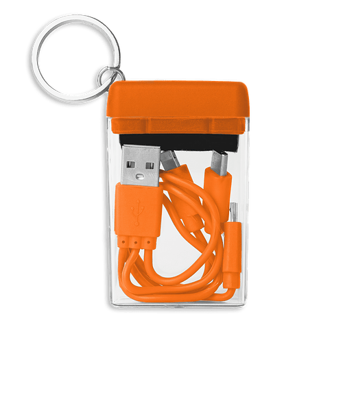 Full Color 4-in-1 Charging Cable and Screen Cleaner with Travel Case in Orange