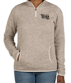 Charles River Women's Quarter Zip Sweater Fleece Pullover - Color: Oatmeal Heather