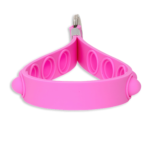 Push Pop Stress Reliever Silicone Wrist Strap Keychain in Pink