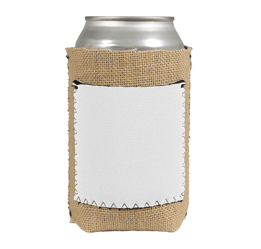 Burlap Can Cooler with Neoprene Pocket-default