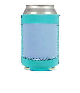 Full Color Neoprene Can Cooler with Pocket - Color: Dark Tropical / Sky Blue / Royal Blue