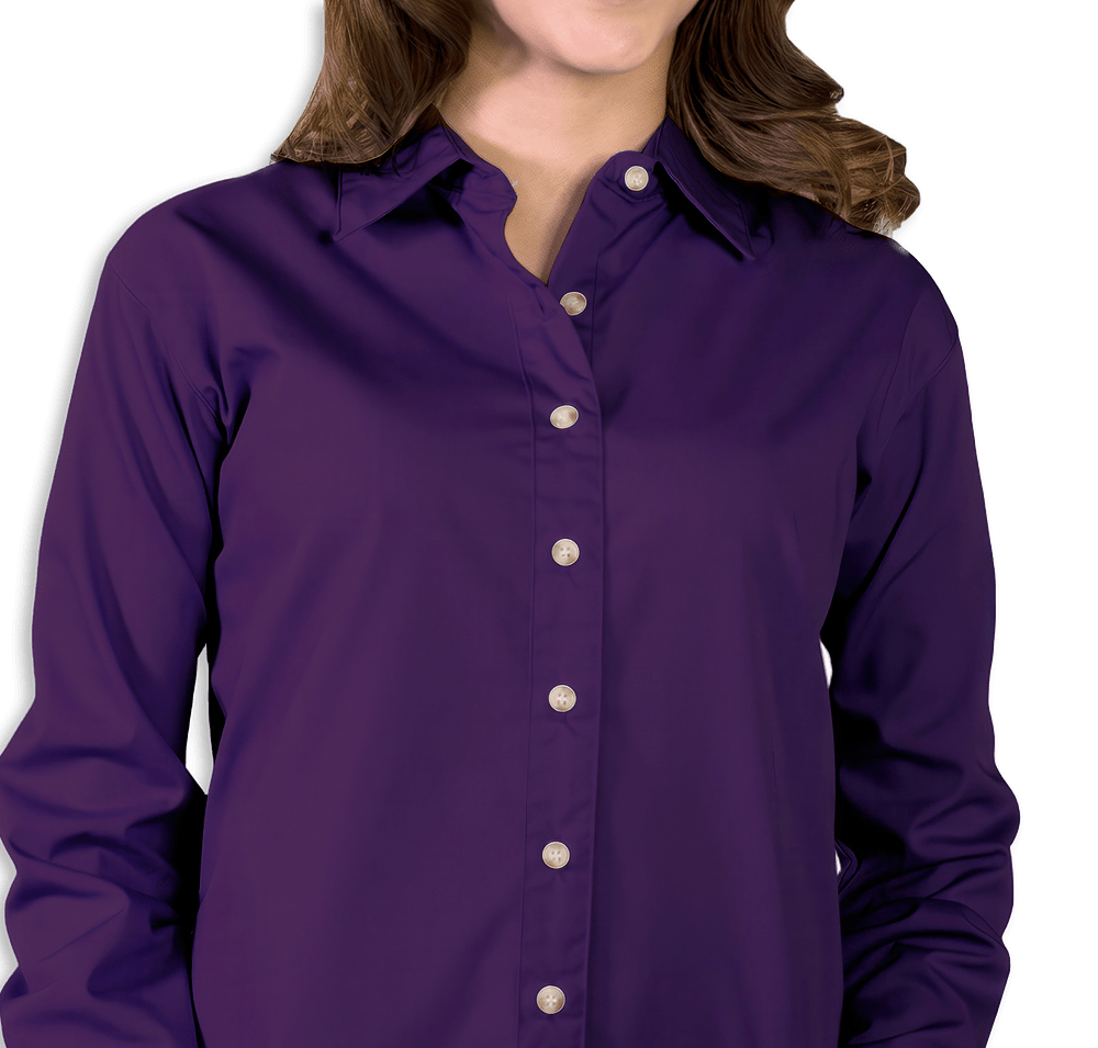 Blue Generation Women's Superblend Poplin Long Sleeve Dress Shirt - Embroidered-default