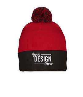 Sportsman Pom Pom Beanie - Color: Red / Black