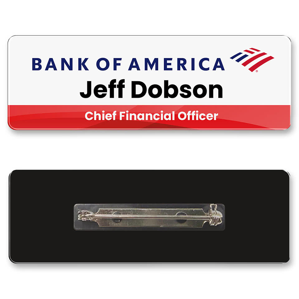 1" x 3" Name Badge - Pin Back