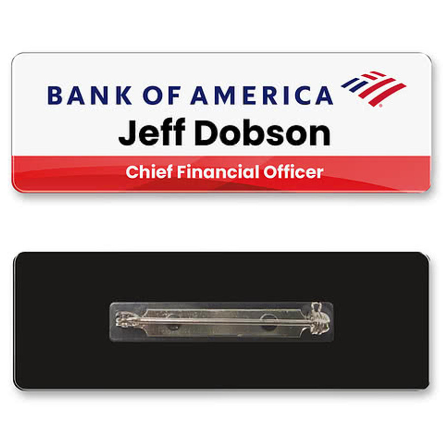 1" x 3" Name Badge - Pin Back in Black