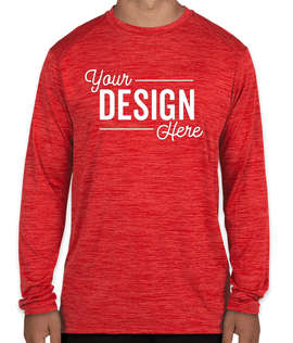 Augusta Tonal Heather Long Sleeve Performance Shirt - Color: Red