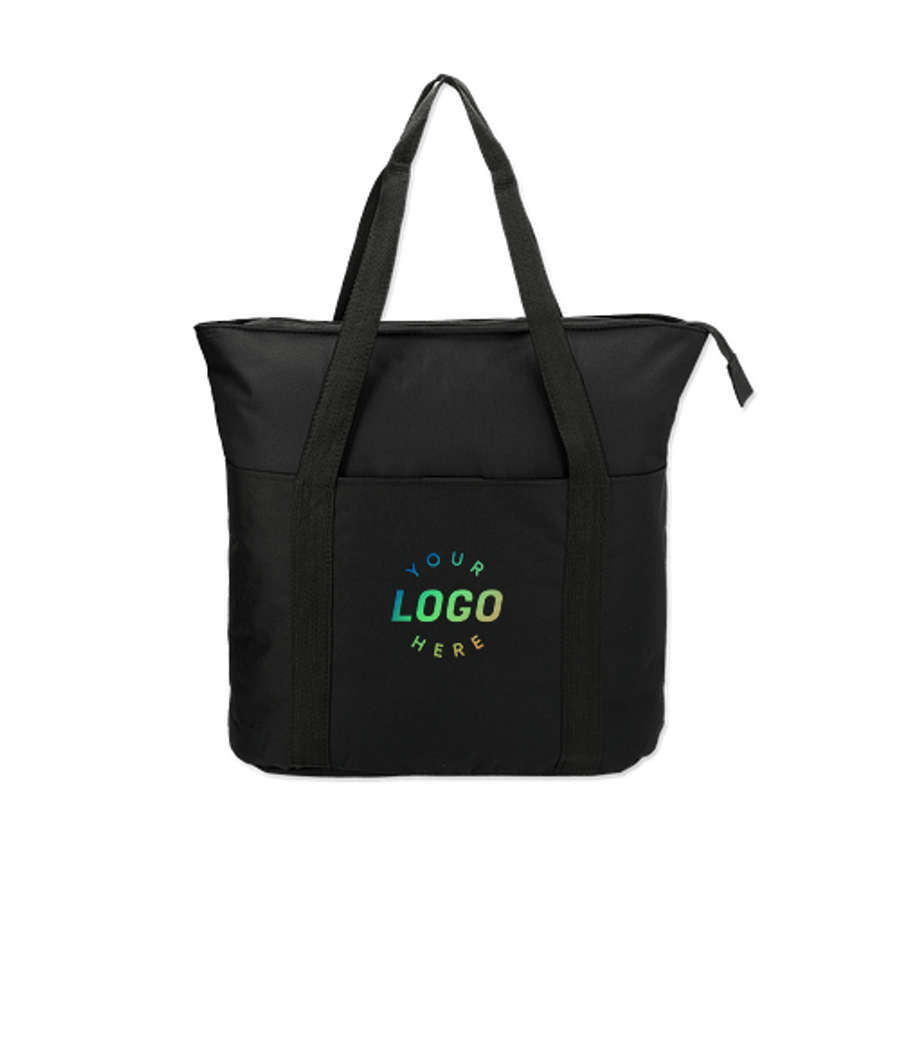 Full Color Large Heavy Duty Zippered Convention Tote Bag in Black