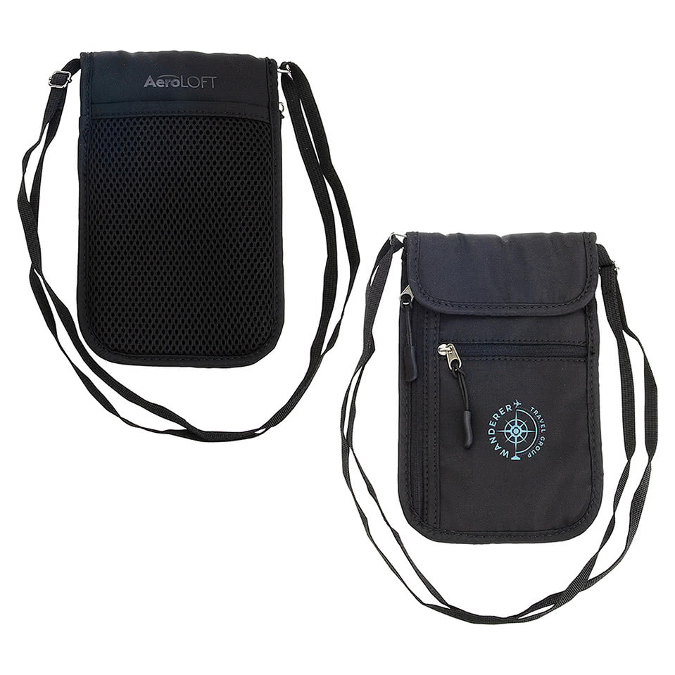 AeroLOFT Jet Black Safety Organizer Neck Wallet