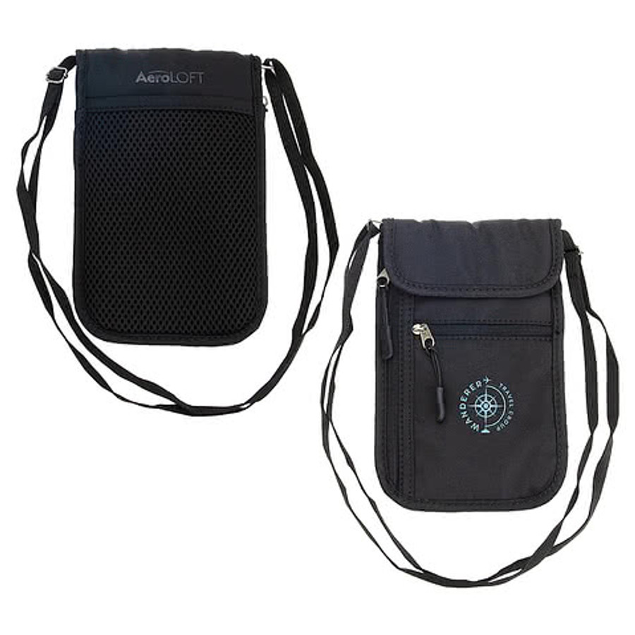 AeroLOFT Jet Black Safety Organizer Neck Wallet in Black