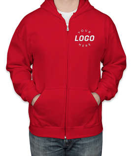 Gildan Midweight Zip Hoodie - Embroidered - Color: Red