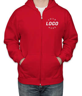Gildan Midweight Zip Hoodie - Screen Printed - Color: Red