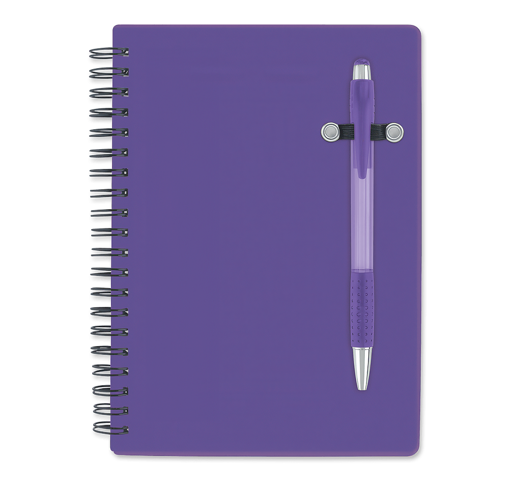 Pen-Buddy Hard Cover Spiral Notebook with Pen-default