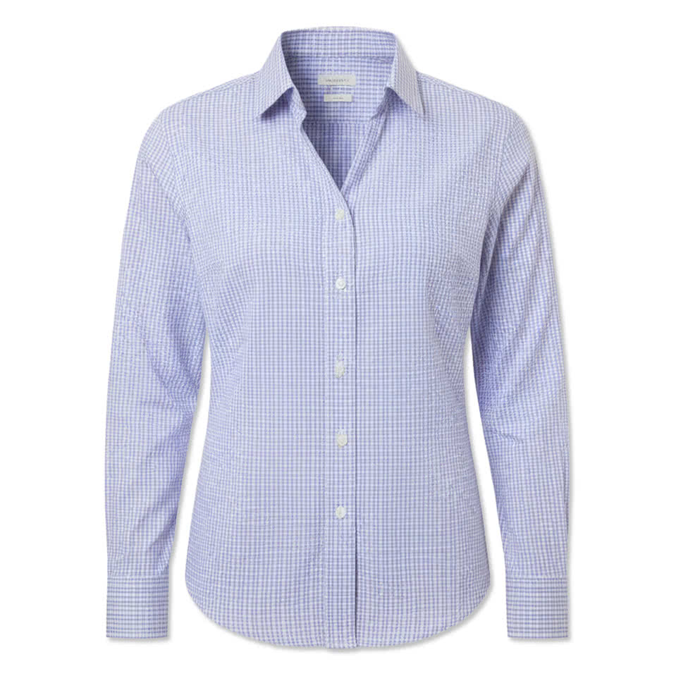 Blue Generation Women's Tricolor Check Plaid Long Sleeve Shirt