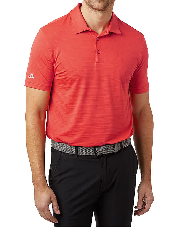 Adidas Textured Stripe Performance Polo - Embroidered