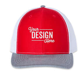 Richardson Snapback Trucker Hat - Color: Red / White / Heather Grey